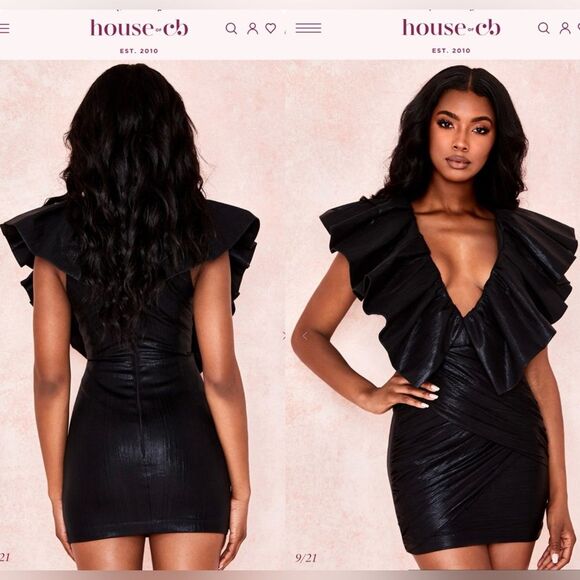 House of CB Dresses & Skirts - House of CB “Diana” Black Exaggerated Frill XS Dress
